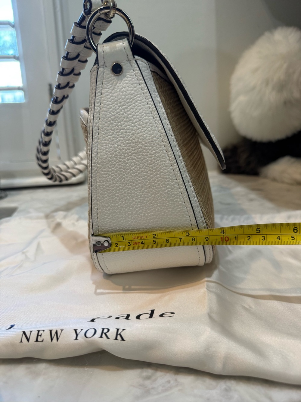 Kate Spade HUDSON Natural Straw and White Leather Shoulder & Cross Body Bag - Picture 13 of 14